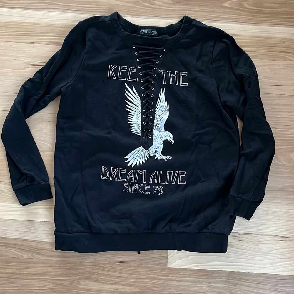 Forever 21 lace up sweatshirt 0x